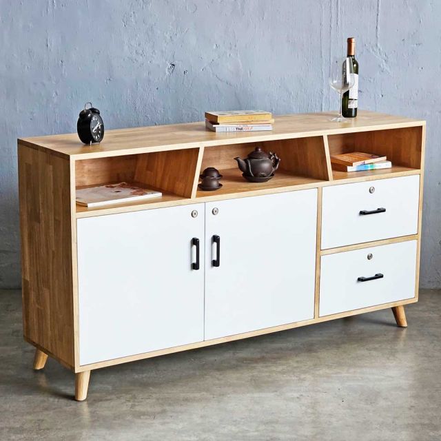 Tủ trưng bày 149x40x81cm gỗ cao su KTB68193