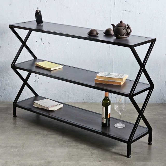 Kệ 3 tầng khung sắt gỗ cao su KS68124