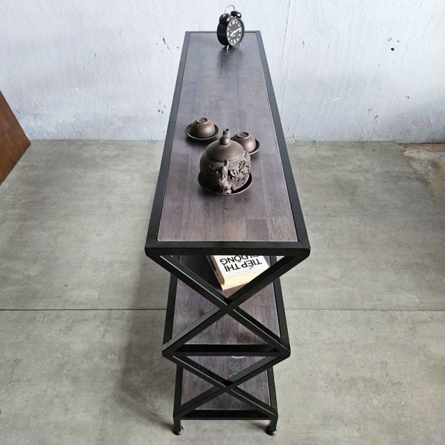 Kệ 3 tầng khung sắt gỗ cao su KS68124