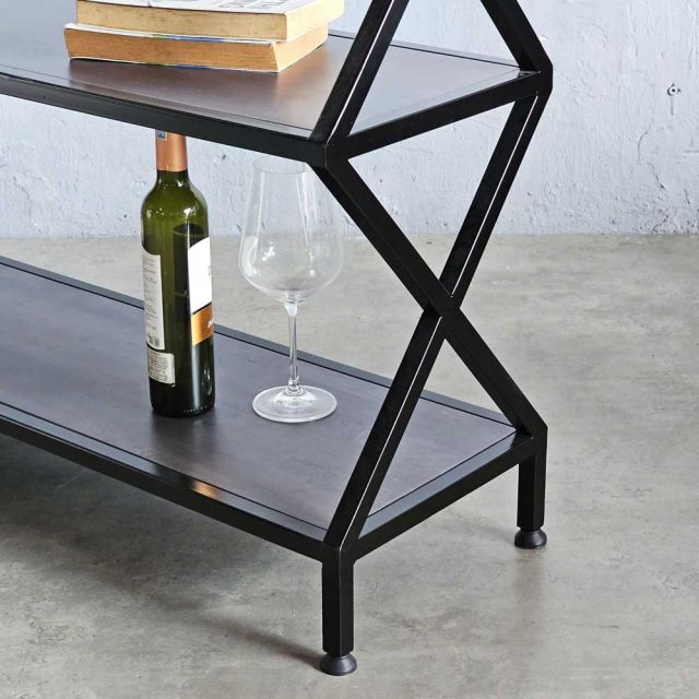 Kệ 3 tầng khung sắt gỗ cao su KS68124