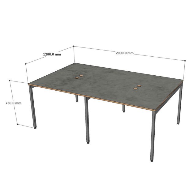 Bàn cụm 4 người 200x120cm gỗ plywood hệ Slean HBSL041