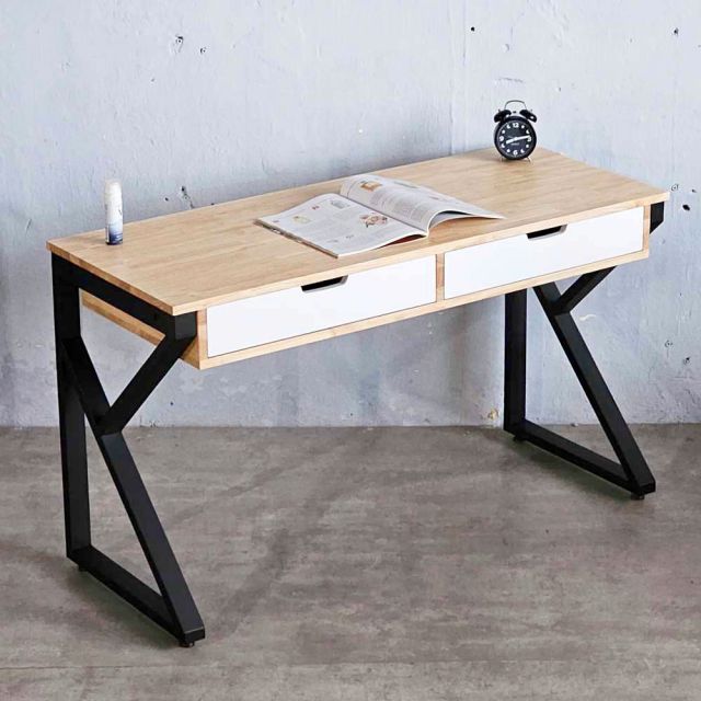 Bàn làm việc có ngăn kéo 120x50cm gỗ cao su chân chữ K BD68131