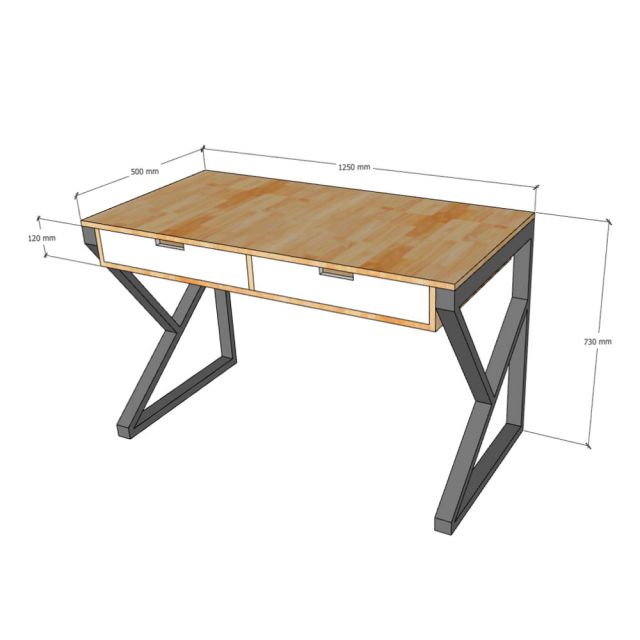 Bàn làm việc có ngăn kéo 120x50cm gỗ cao su chân chữ K BD68131