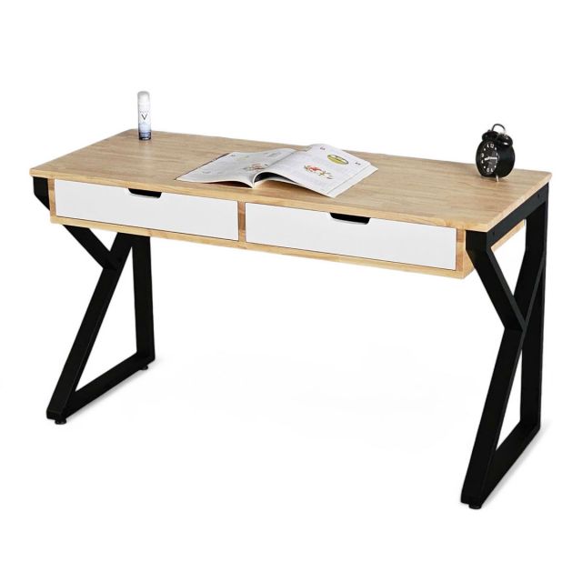 Bàn làm việc có ngăn kéo 120x50cm gỗ cao su chân chữ K BD68131 Bàn làm việc có ngăn kéo 120x50cm gỗ cao su chân chữ K BD68131