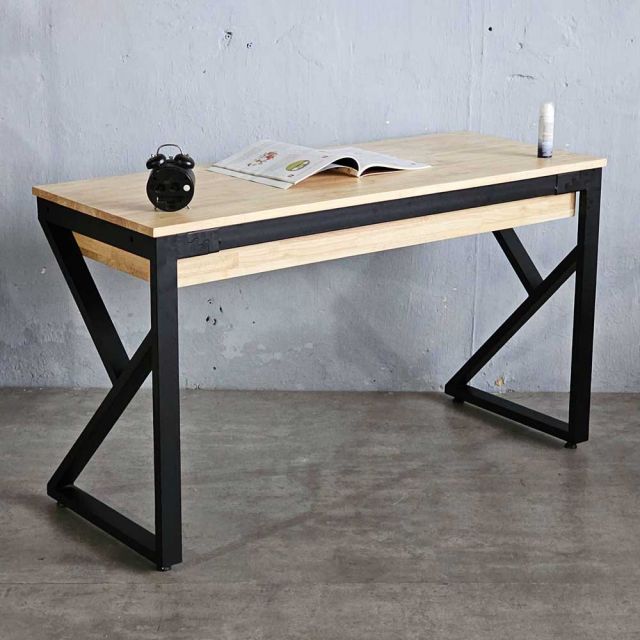 Bàn làm việc có ngăn kéo 120x50cm gỗ cao su chân chữ K BD68131