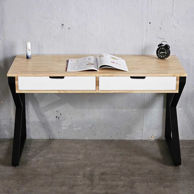 Bàn làm việc có ngăn kéo 120x50cm gỗ cao su chân chữ K BD68131