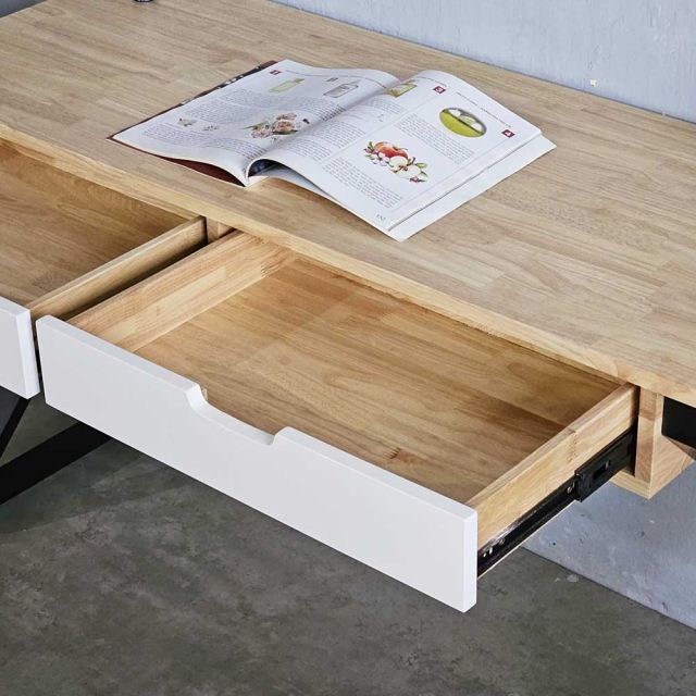 Bàn làm việc có ngăn kéo 120x50cm gỗ cao su chân chữ K BD68131