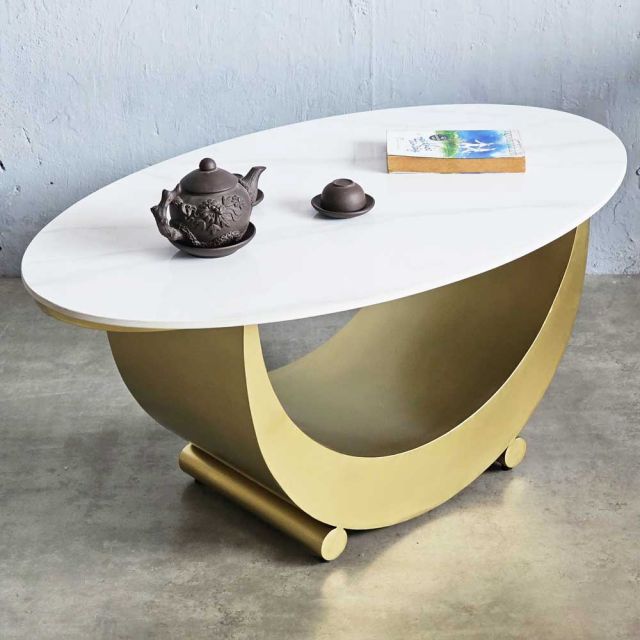 Bàn sofa chiếc thuyền 100x60cm mặt đá ceramic TT68309