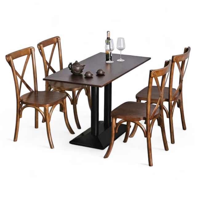 Combo bàn ghế cafe chữ nhật gỗ cao su CBCF314 Combo bàn ghế cafe chữ nhật gỗ cao su CBCF314