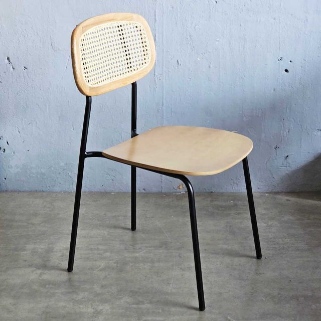 Ghế cafe lưng tựa mây khung sắt GCF225