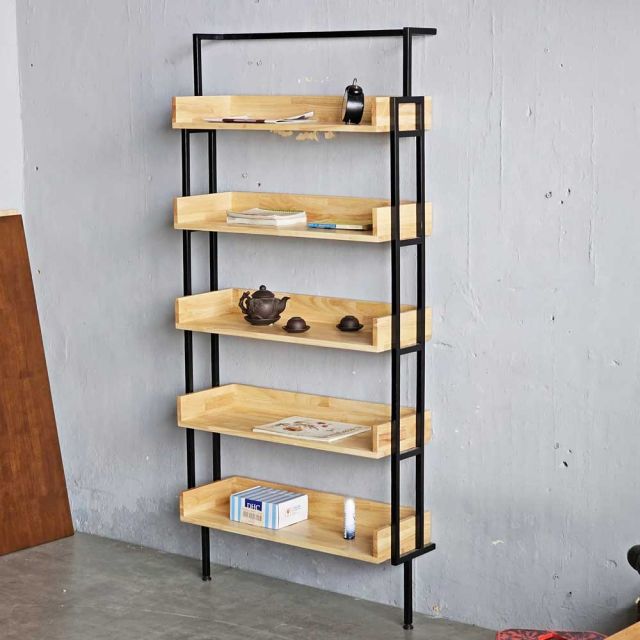 Kệ sách áp tường 84x28x180cm gỗ cao su KS68267