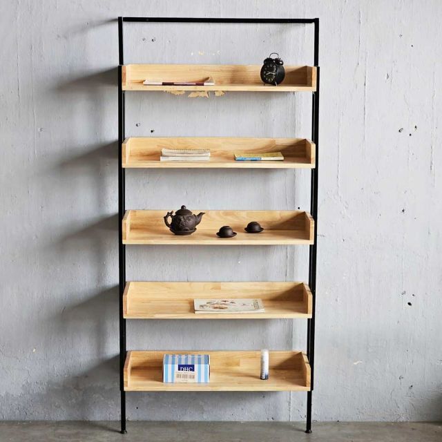 Kệ sách áp tường 84x28x180cm gỗ cao su KS68267