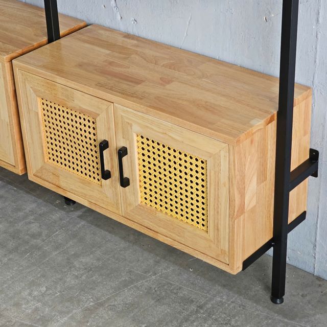 Kệ sách áp tường có tủ 149x30x180cm gỗ cao su KS68271