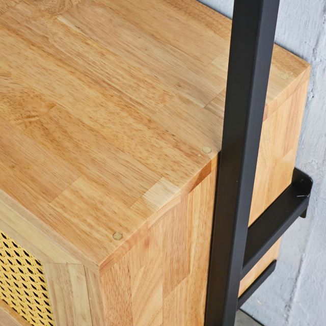 Kệ sách áp tường có tủ 149x30x180cm gỗ cao su KS68271