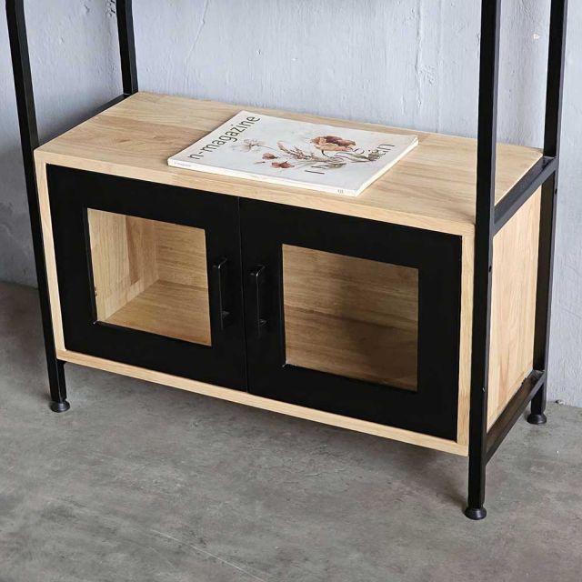 Kệ trang trí có ngăn tủ 74x30x160cm gỗ cao su KS68266