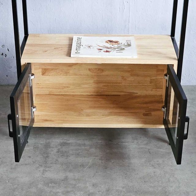 Kệ trang trí có ngăn tủ 74x30x160cm gỗ cao su KS68266