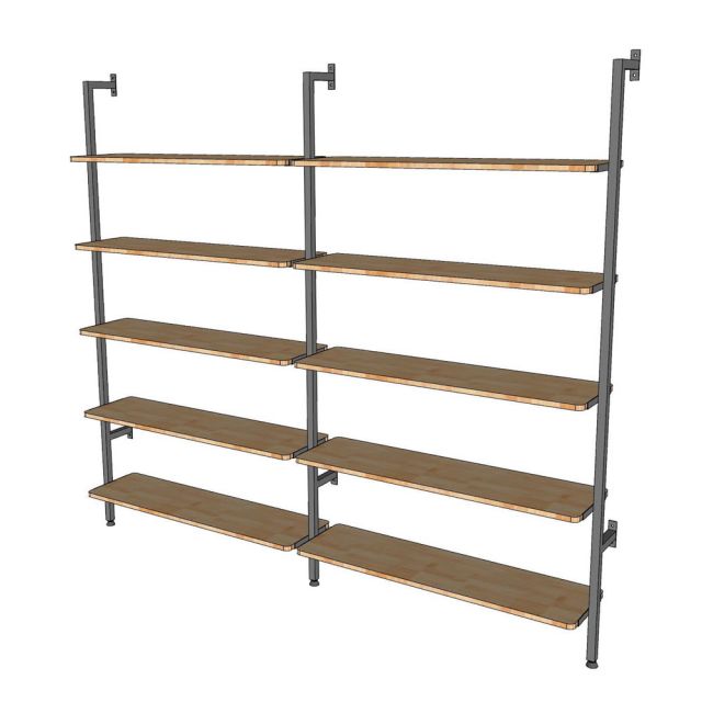 Kệ sách áp tường 5 tầng 208x28x180cm gỗ cao su KS68269