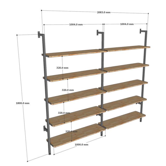 Kệ sách áp tường 5 tầng 208x28x180cm gỗ cao su KS68269