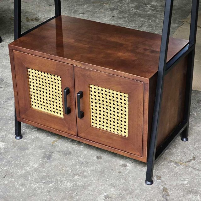 Kệ trang trí có tủ 64x36x160cm gỗ cao su khung sắt KTB68175