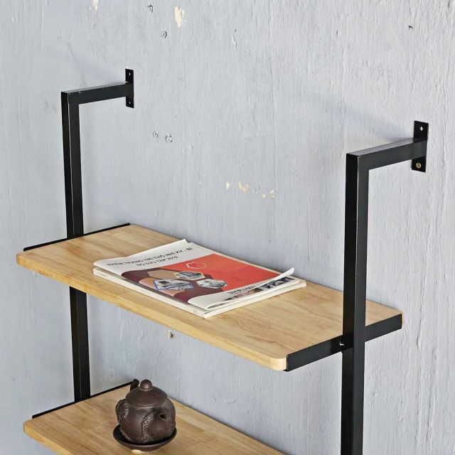 Kệ sách áp tường có tủ 208x28x180cm gỗ cao su KS68270