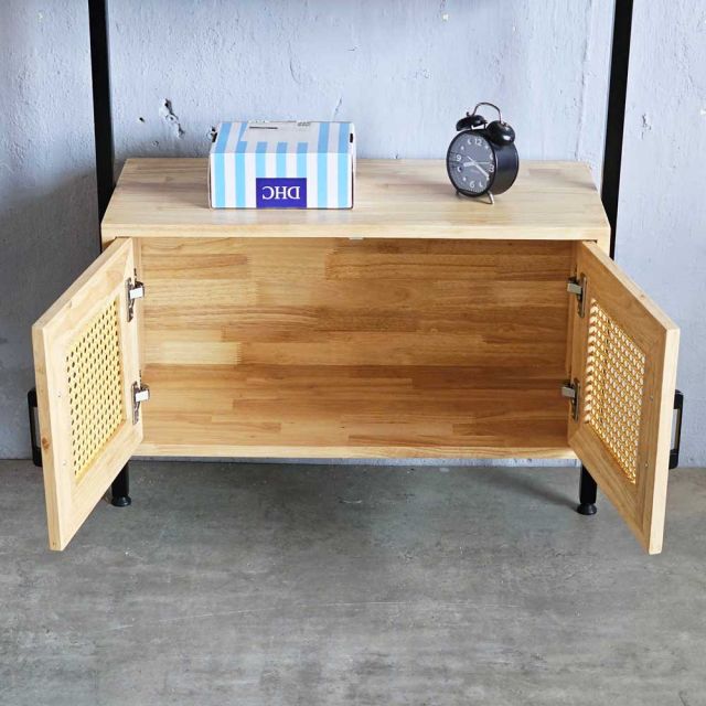 Kệ sách áp tường có tủ 208x28x180cm gỗ cao su KS68270