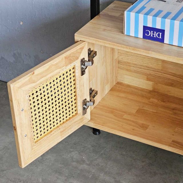 Kệ sách áp tường có tủ 208x28x180cm gỗ cao su KS68270