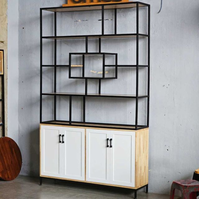 Kệ trang trí 140x35x230cm gỗ cao su KTB68198
