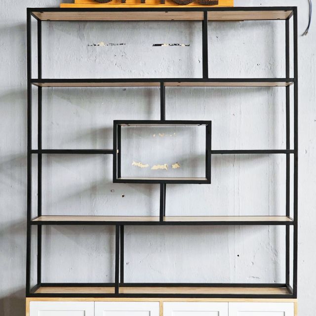 Kệ trang trí 140x35x230cm gỗ cao su KTB68198