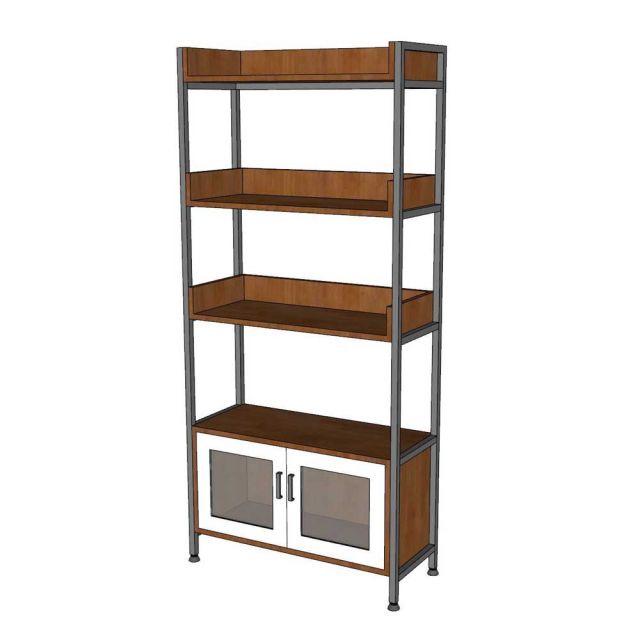 Kệ trang trí có ngăn tủ 74x30x160cm gỗ cao su KS68266