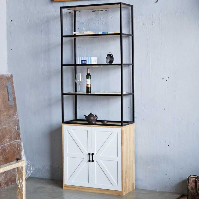 Kệ trang trí 80x30x220cm gỗ cao su KTB68199