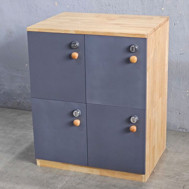 Tủ Locker 4 ngăn ren số 60x45x70cm gỗ cao su THSL001