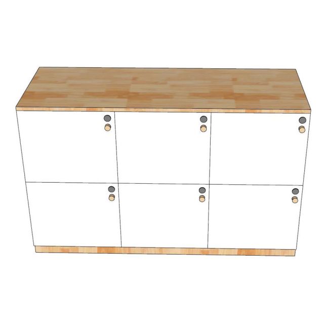 Tủ Locker 6 ngăn khóa số 120x45x75cm gỗ cao su THSL006