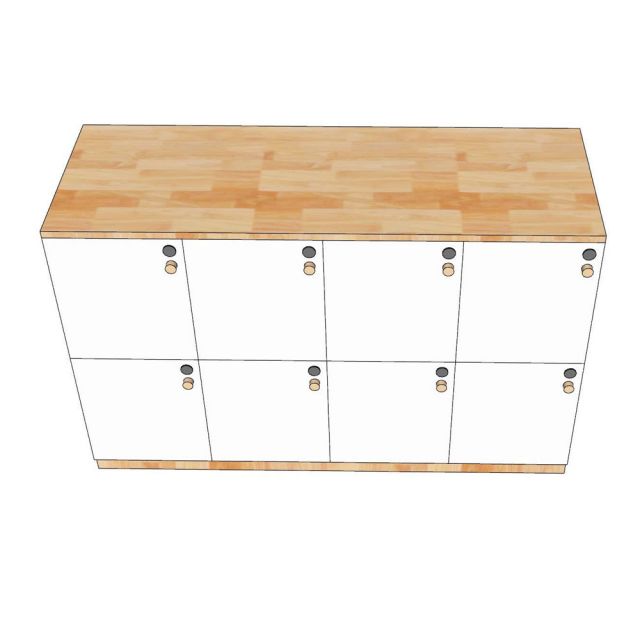 Tủ Locker 8 ngăn khóa số 120x45x75cm gỗ cao su THSL003