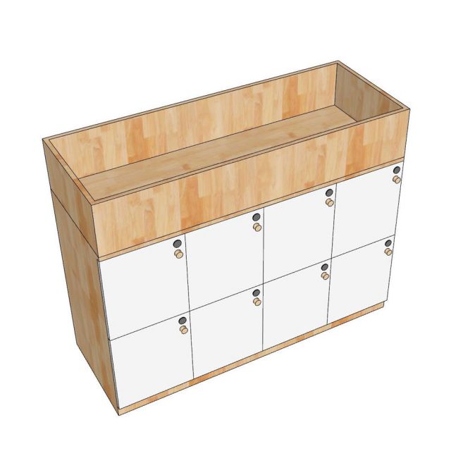 Tủ Locker 8 ngăn khóa số 120x45x75cm gỗ cao su THSL004