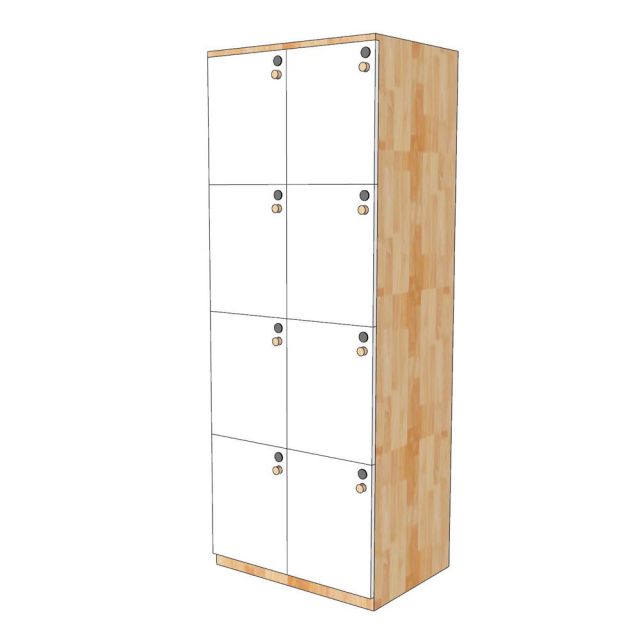 Tủ Locker 8 ngăn khóa số 60x45x160cm gỗ cao su THSL007