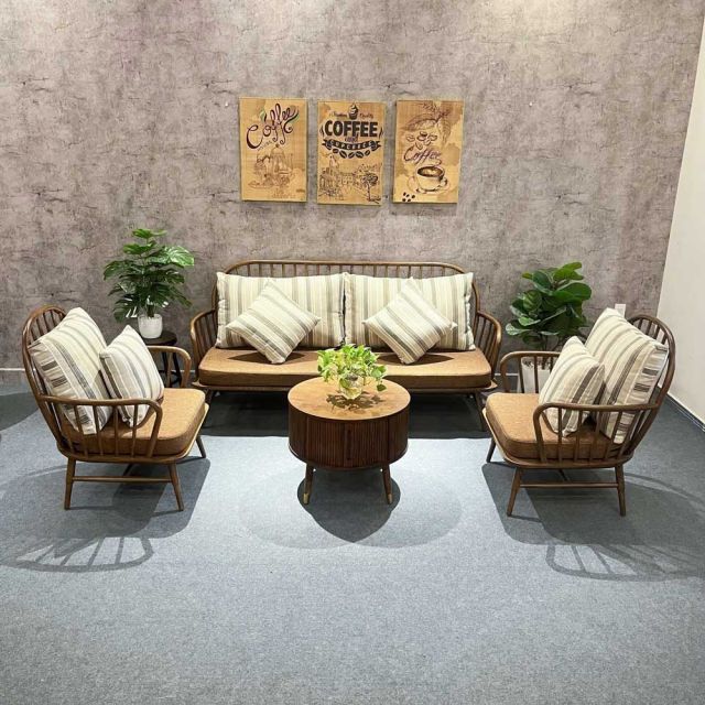 Ghế sofa đôi Song Trúc gỗ tần bì SFB68091