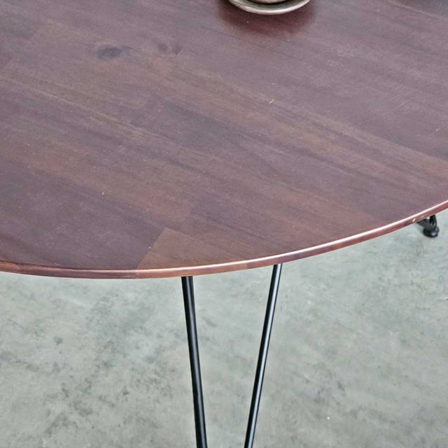Bàn ăn tròn 1m gỗ tràm chân sắt Hairpin BA68202