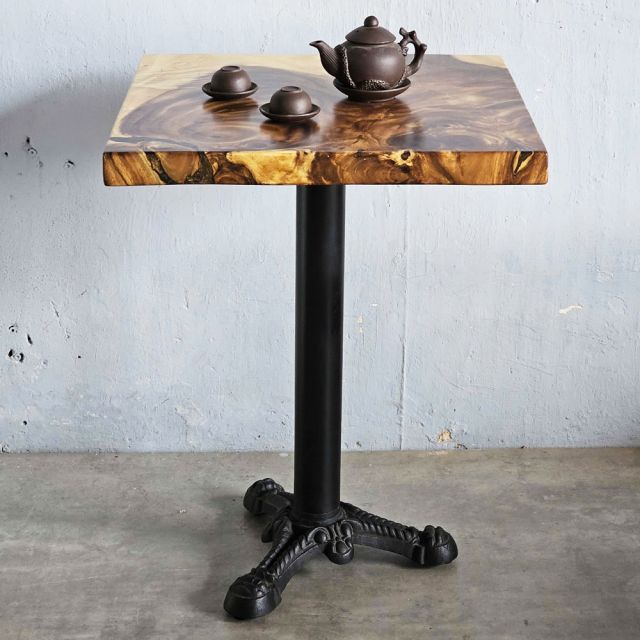 Bàn cafe vuông 60x60cm gỗ me tây chân đúc nghệ thuật CFD68234