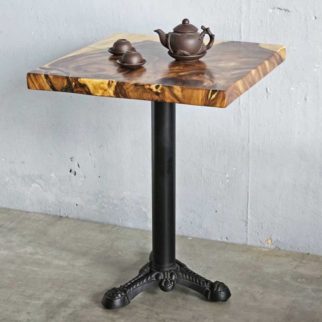Bàn cafe vuông 60x60cm gỗ me tây chân đúc nghệ thuật CFD68234