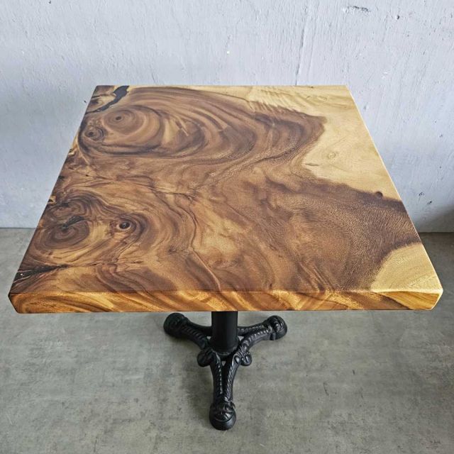 Bàn cafe vuông 60x60cm gỗ me tây chân đúc nghệ thuật CFD68234
