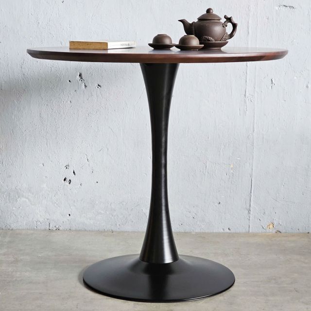 Bàn cafe tròn 80cm gỗ tràm chân sắt Tulip CFD68233
