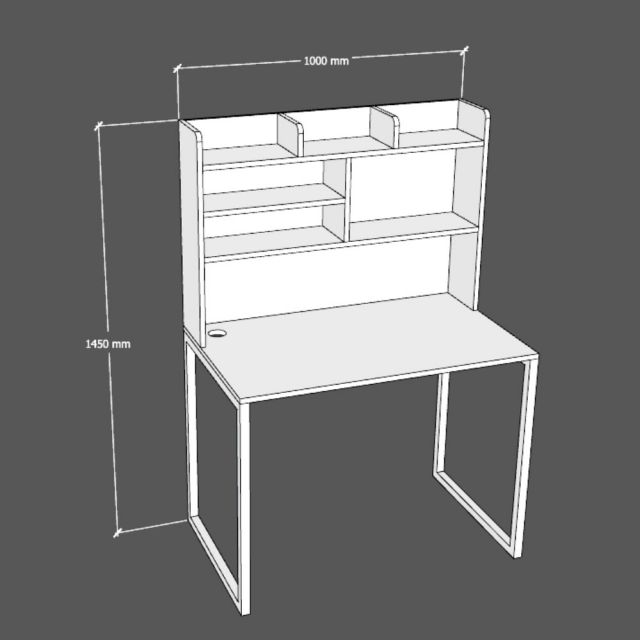 Bàn học liền giá sách 100x60x145cm gỗ cao su FD68068