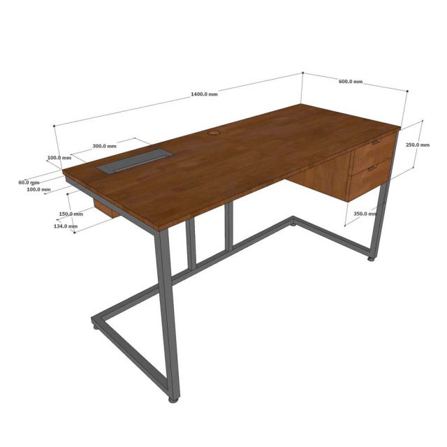 Bàn làm việc Zenit 140x60cm gỗ cao su BD68133