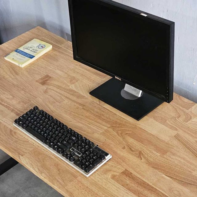 Bàn làm việc gỗ cao su chân sắt lắp ráp hệ Rectang HBRT037