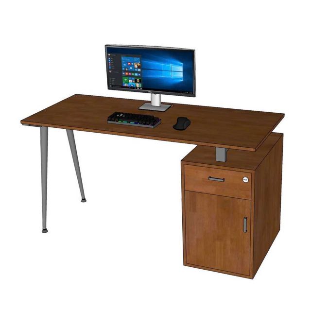 Bàn làm việc gác tủ 140x60cm gỗ cao su hệ CONE HBCO066