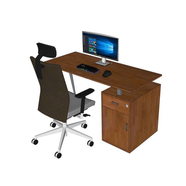 Bàn làm việc gác tủ 140x60cm gỗ cao su hệ CONE HBCO066