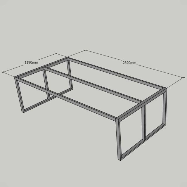 Chân sắt lắp ráp 240x120cm hệ Rectang sơn tĩnh điện HCRT037