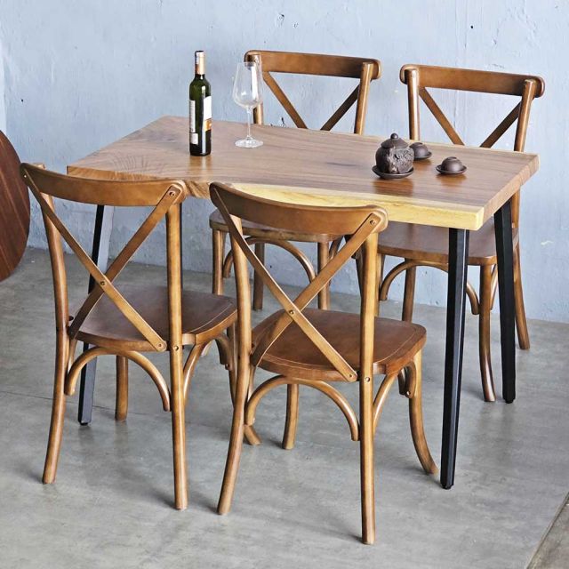 Combo bộ bàn ăn gỗ me tây 4 ghế bistro BBA173