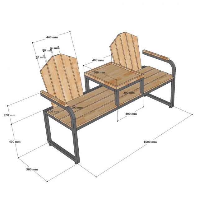 Ghế băng dài có lưng tựa 150x50cm gỗ cao su GBD042