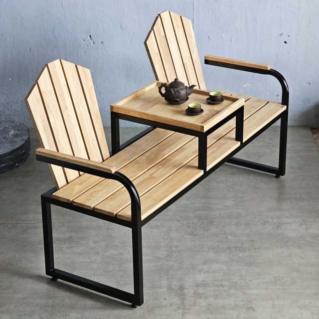 Ghế băng dài có lưng tựa 150x50cm gỗ cao su GBD042